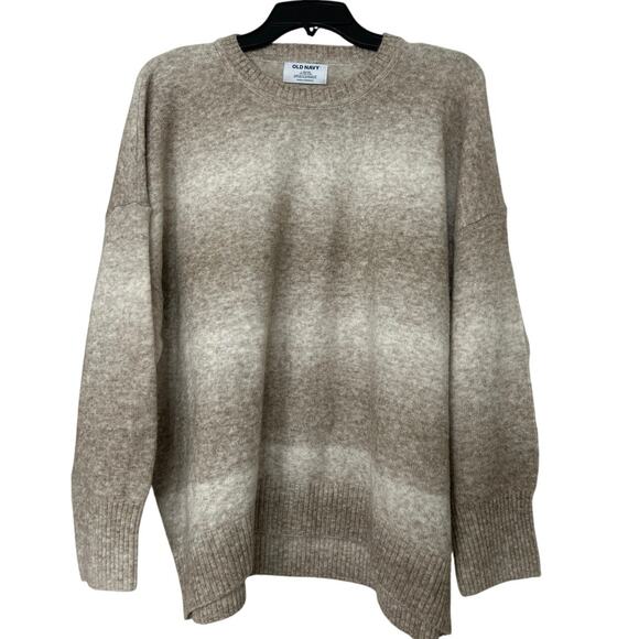 Old Navy New Cozy Crewneck Ombre Sweater LP Wool Blend Neutral Tan Taupe - Picture 1 of 12